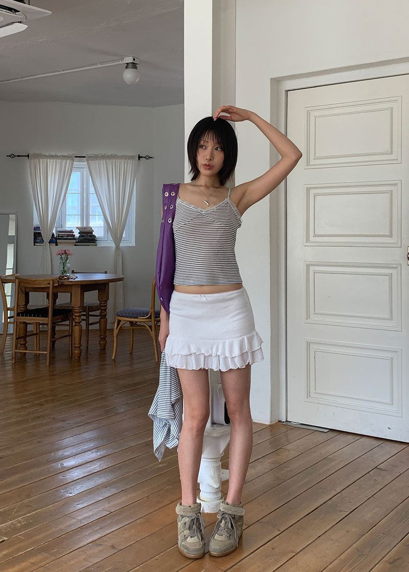 PUNCHING FRILL LACE SKIRT (3color)