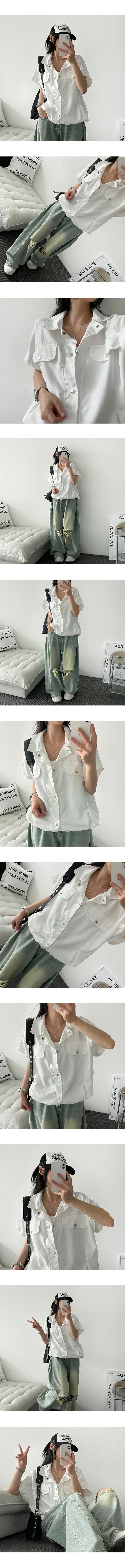 Houlin snap pocket short-sleeved jacket
