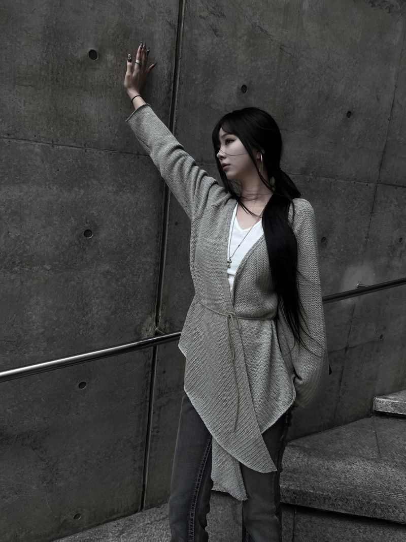 strap frey knit cardigan (2color)