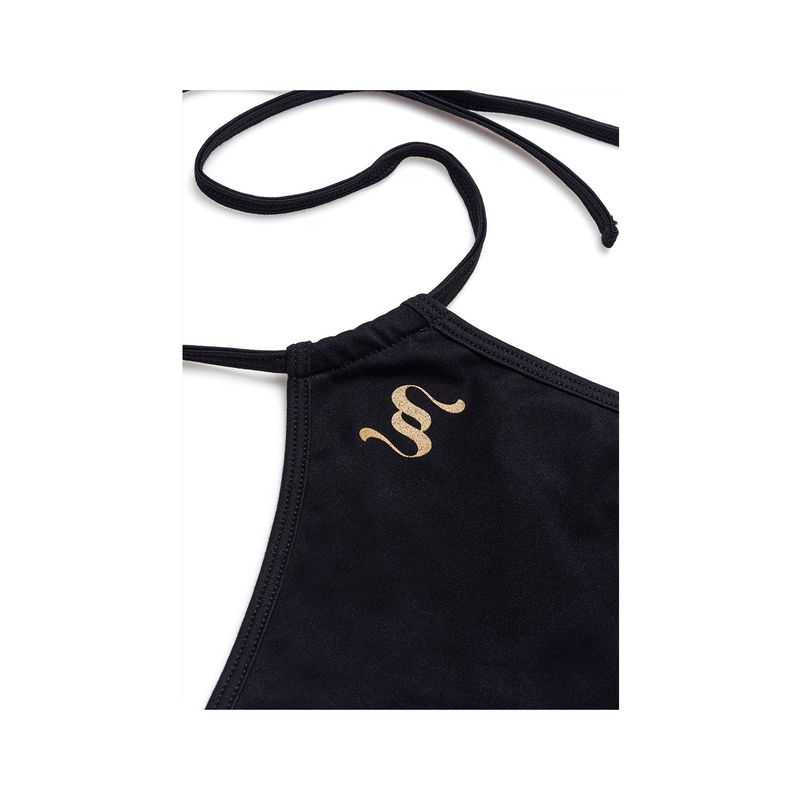 Halterneck Back Point Bodysuit(Black)