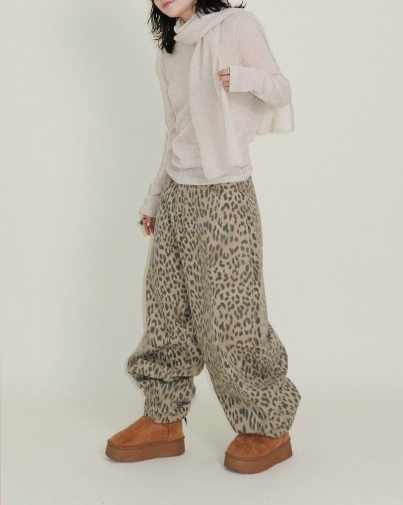 (Leopard Item) Kiya leopard printed balloon-fit wide pants
