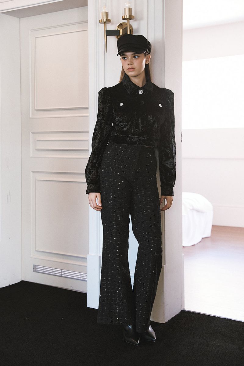 Glitter Tweed Pants Black
