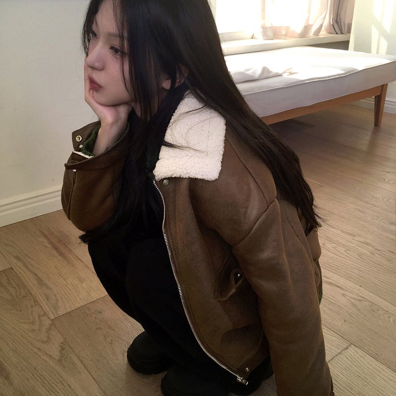 Drom Suede Soft Fur Collar Mustang Jumper