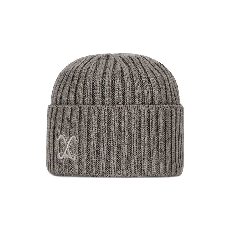 VA Curved Logo Washed Beanie / Khaki Gray
