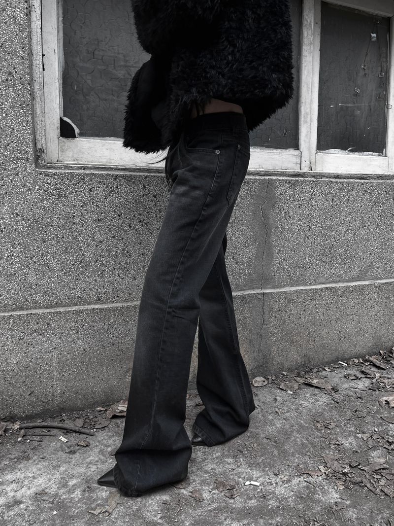 dark semi low-rise bootcut denim