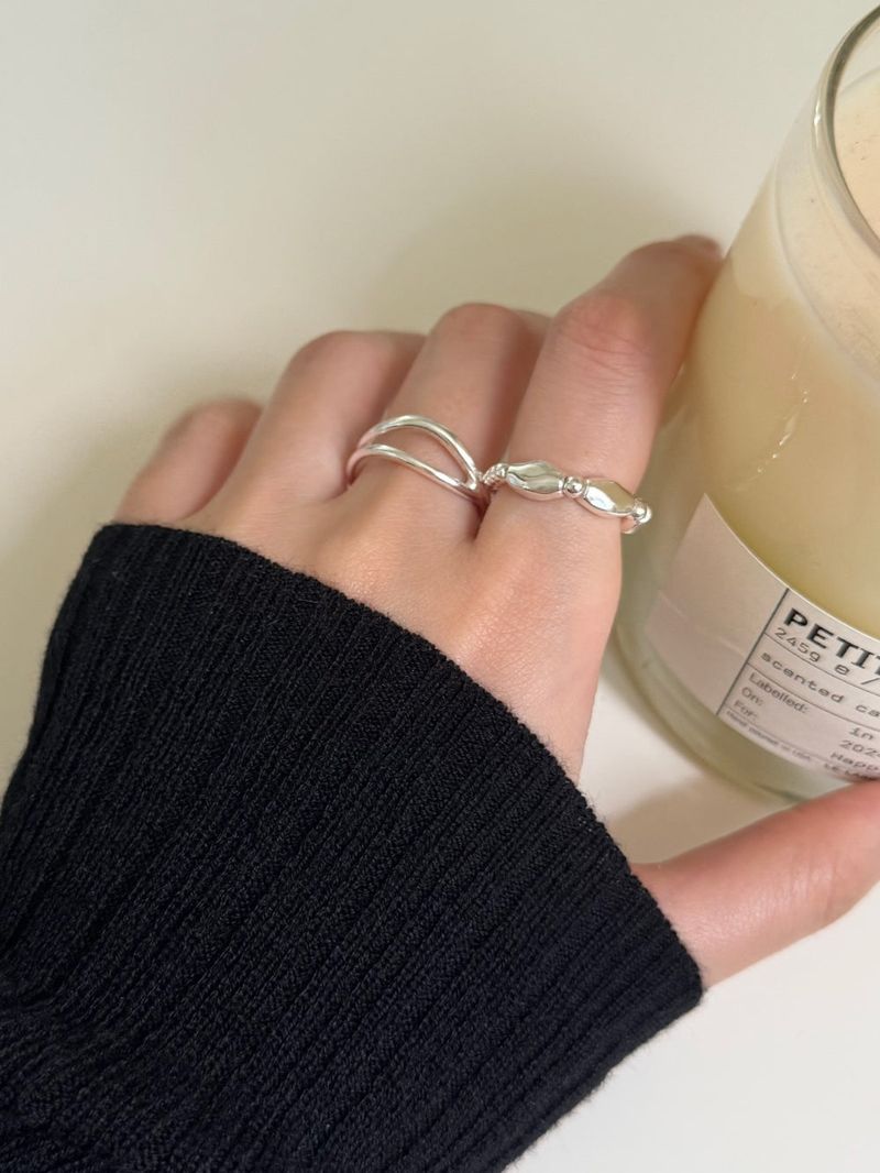 [2 set] bold stone ring set