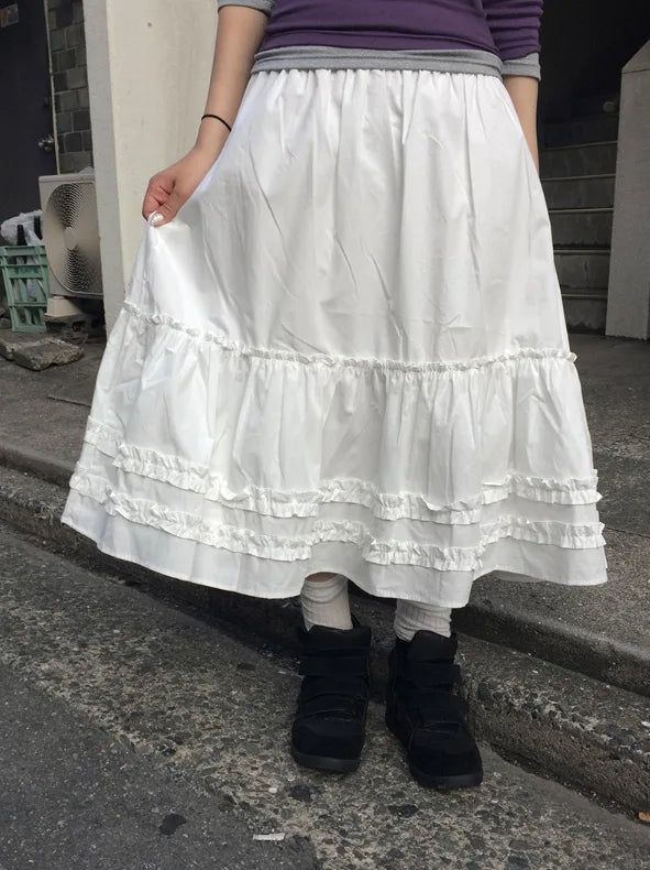 anyonemore（エニーワンモアー）の「マイエル フリル シャーリング ティアード ミディ スカート（スカート）」