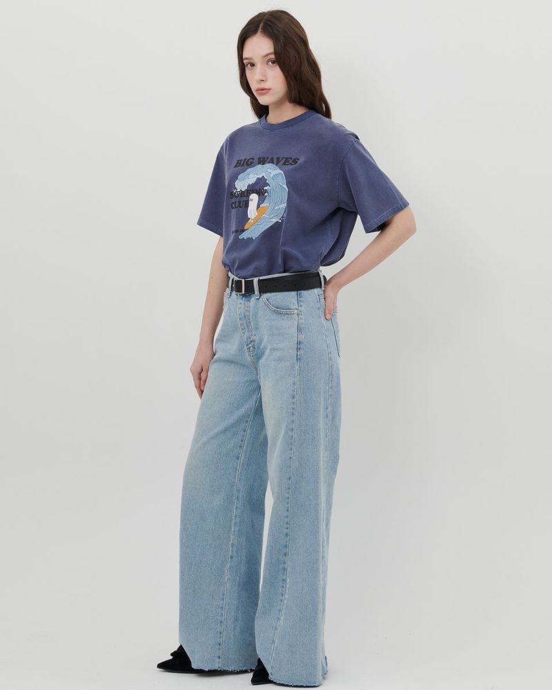 PANELED WIDE LEG JEANS [LIGHT BLUE]
