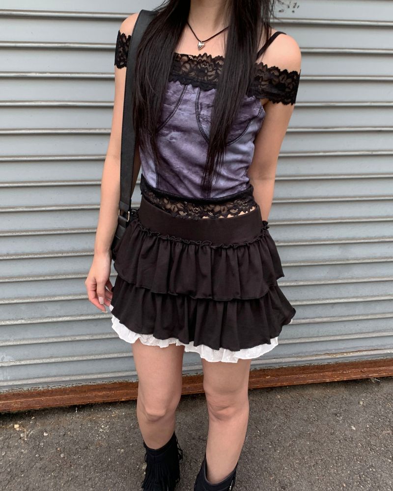 Lace layered cancan skirt