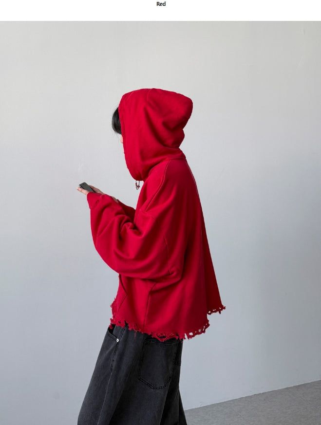 Sike Damage Crop Hoodie