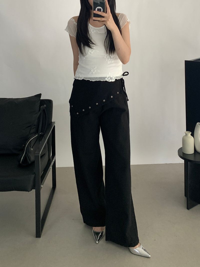 Nelson Studded Wide Straight Pants