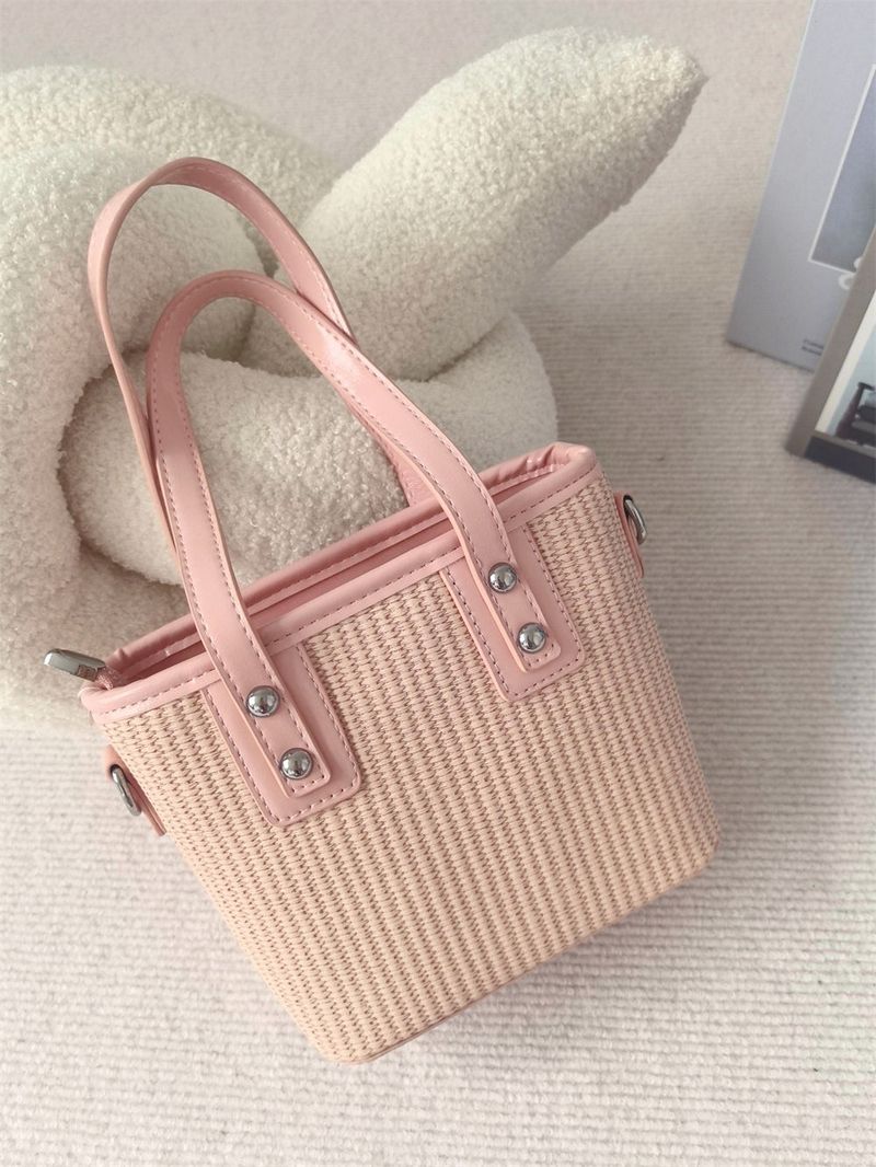 Vacation Straw Rattan Beach Holiday Bucket Bag