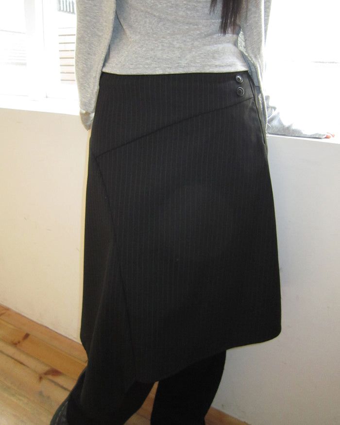 Annu Asymmetrical Button Midi Skirt