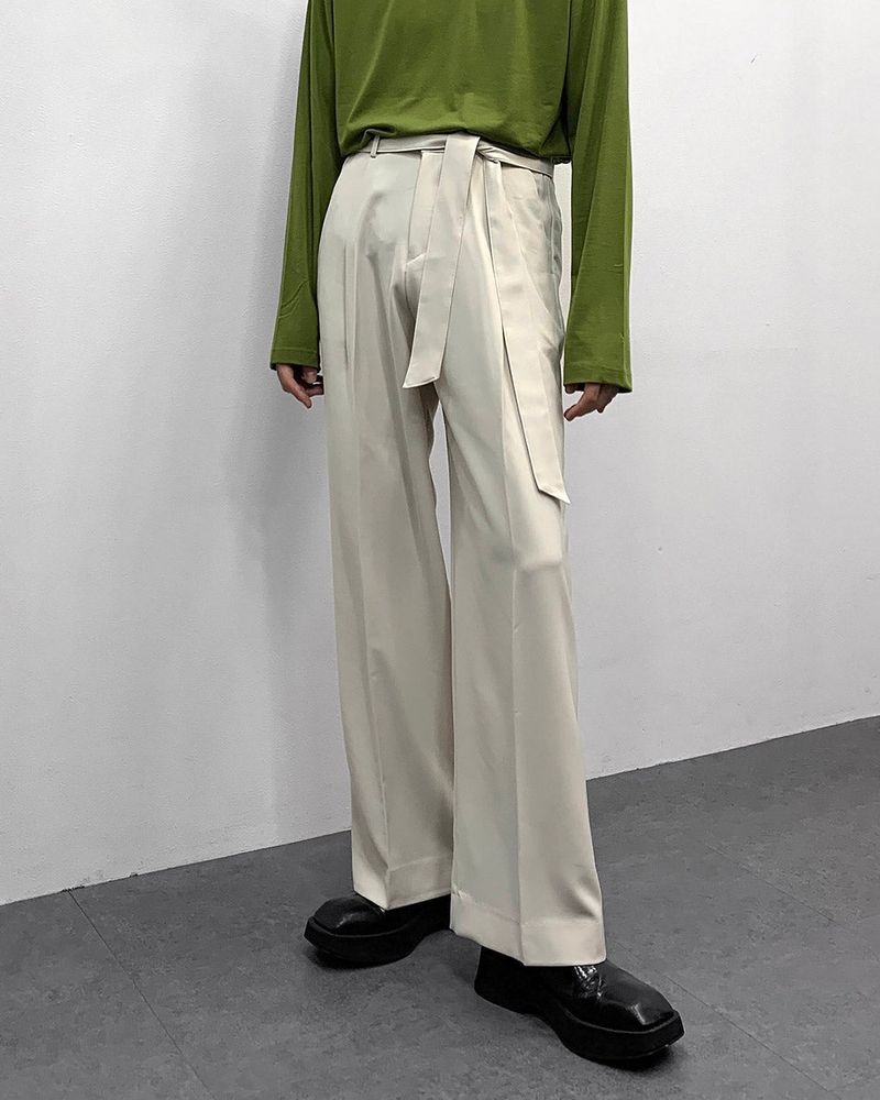 FL Belted Side Banding Wide Slacks (4 colors)