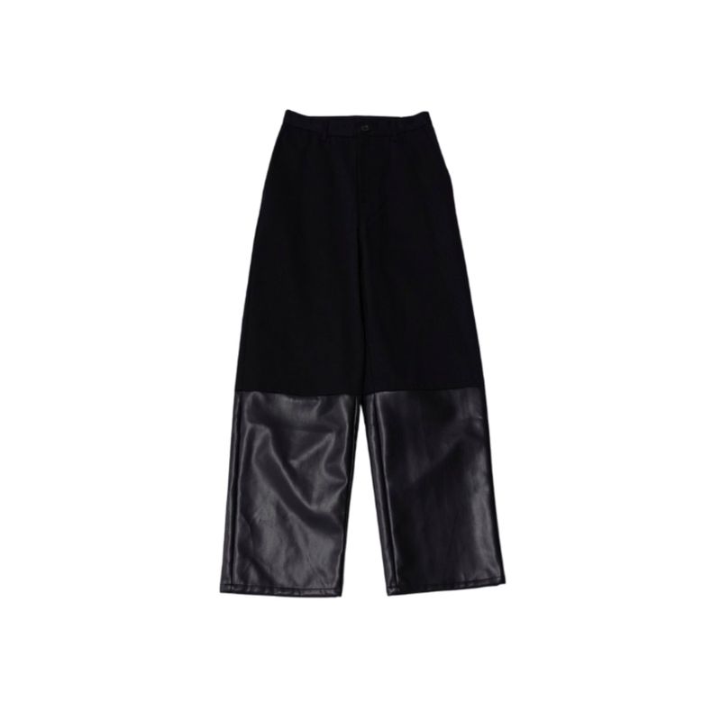 fake leather switching pants