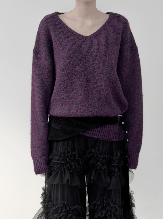 mnem（ムネム）の「Zen V-neck Bocashi Knit（Tops）」