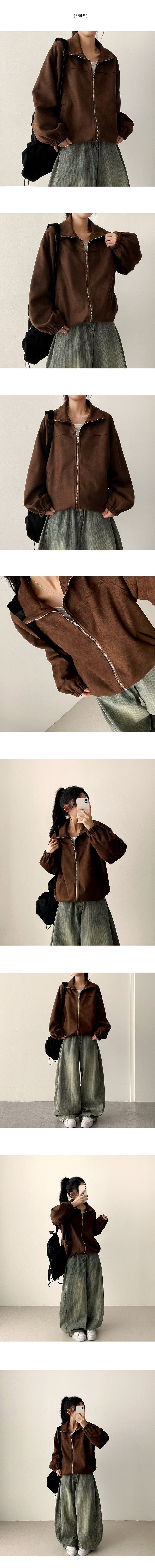 Ultimate Incision String Suede Zip-Up Jumper