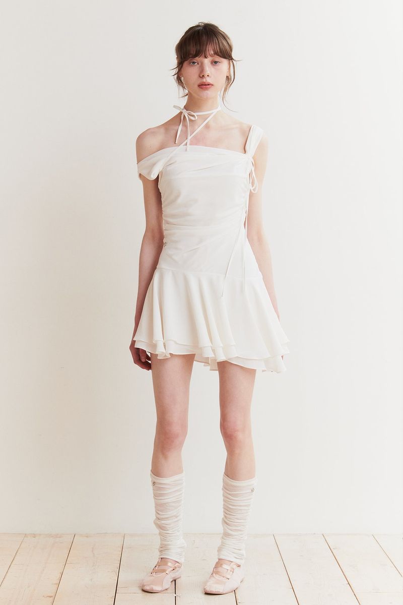 LILY FRILL DRESS ivory