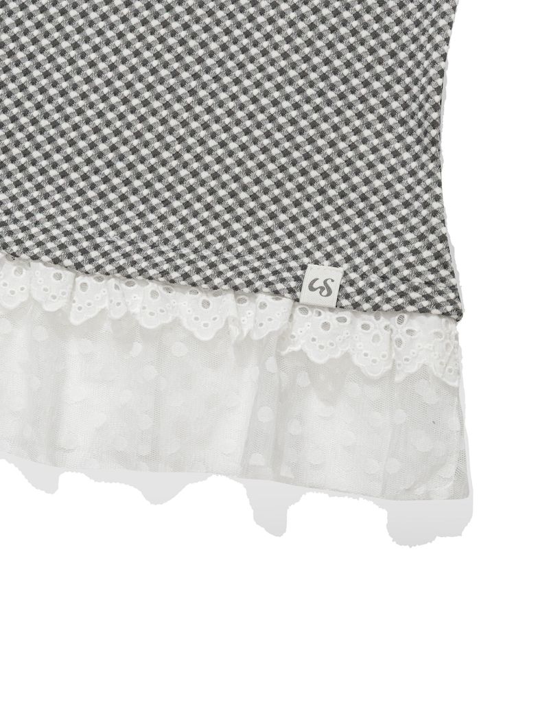 CHECKERED LACE SLEEVELESS(CHARCOAL)