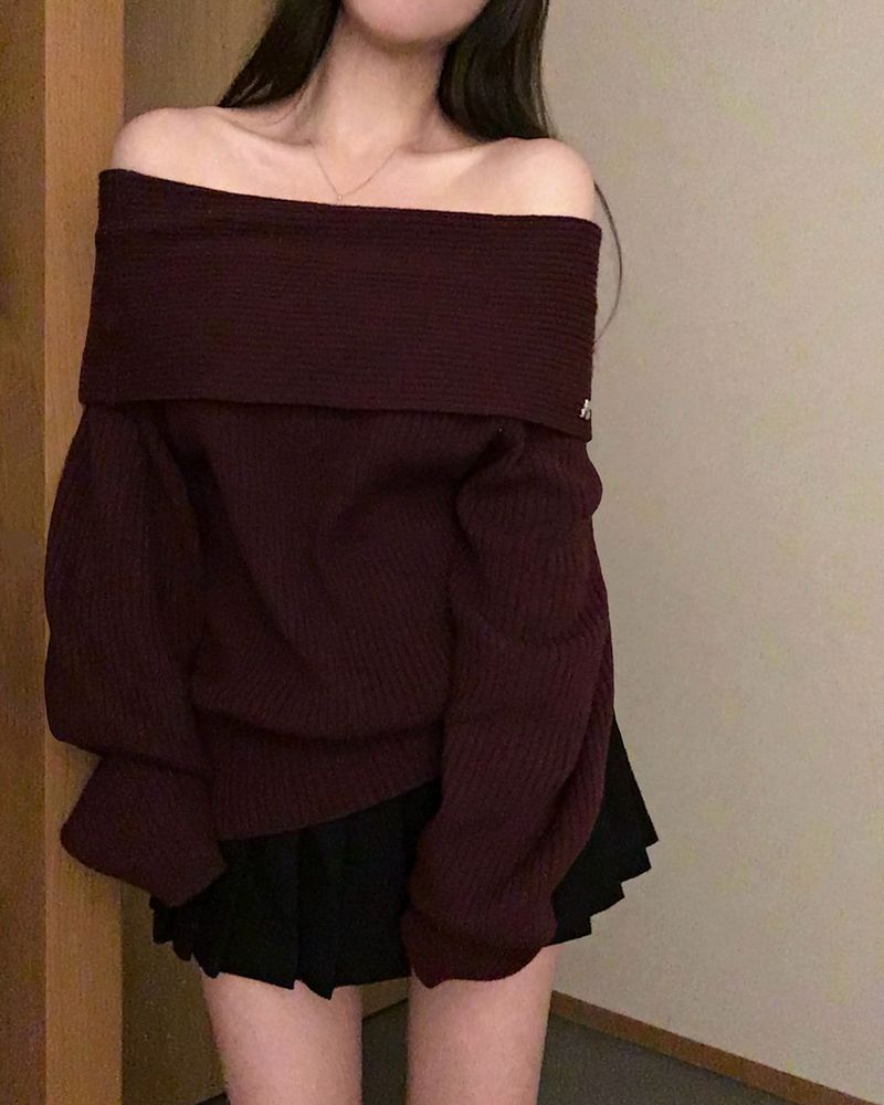 [ORIGINAL] DARE Off-Shoulder Rib Knit