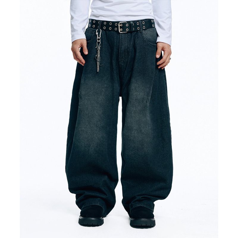 EASY NO EASY（イージーノーイージー）の「Front Pintuck Wide Denim Pants - Black（Pants）」