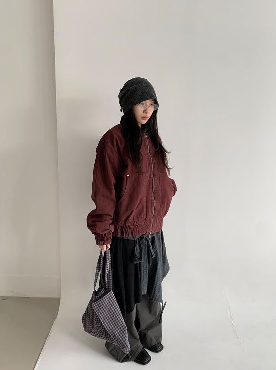 Lano Washing Color Matching Collar Work Jacket