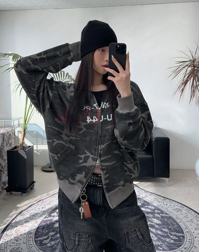 Everton Camo Waffle Hood Zip-Up