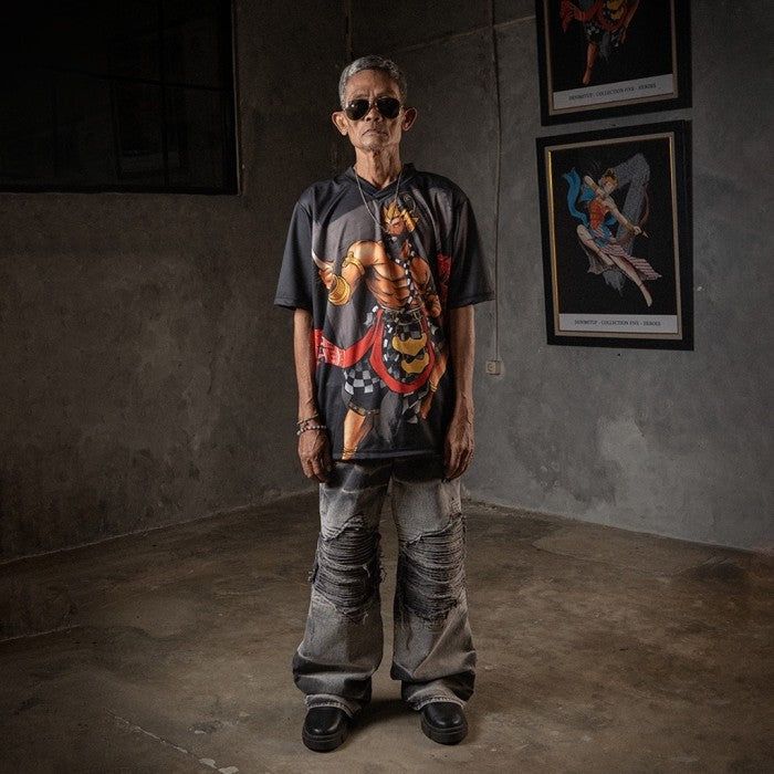 H1 Baggy Tri Biker - Acid Grey - Celana Jeans