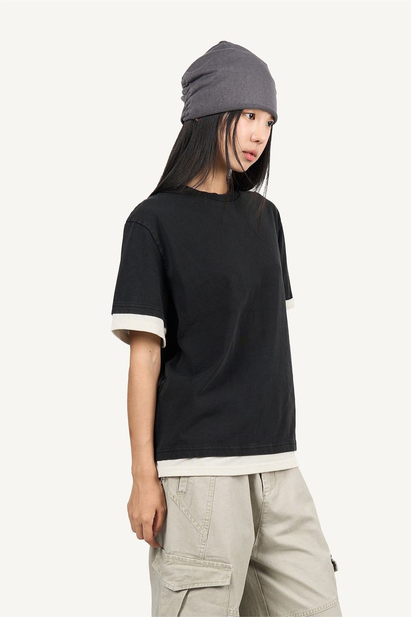 Raucohouse（ラウコハウス）の「Iron rule layered vintage T-shirt（Tops）」