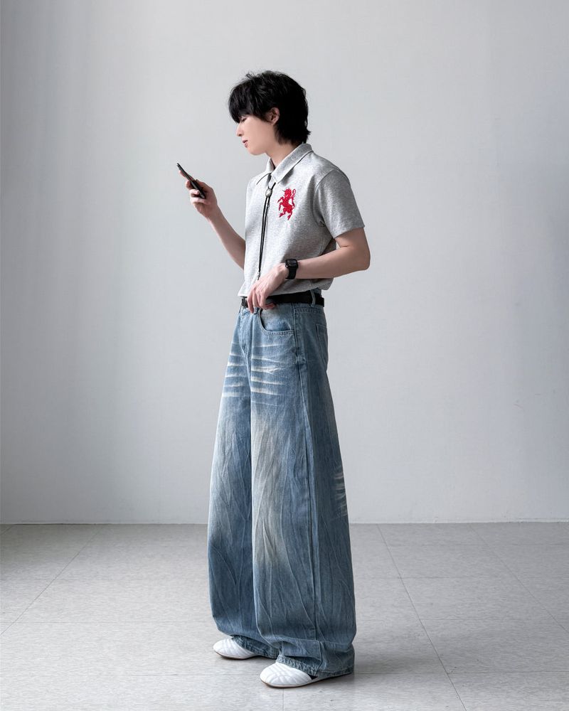 Visor Wrinkle Wide Denim