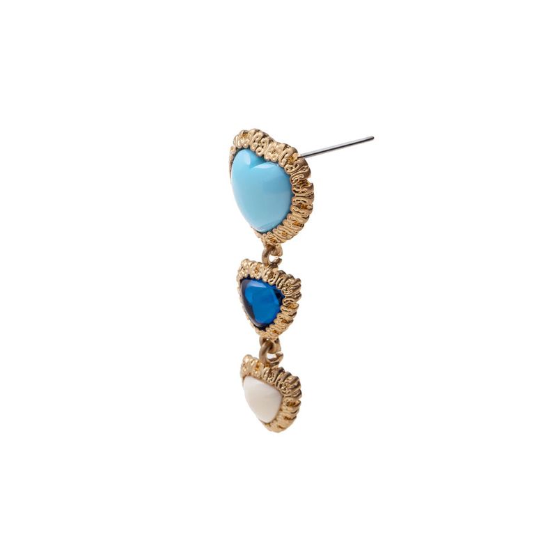 mini triple heart drop earrings