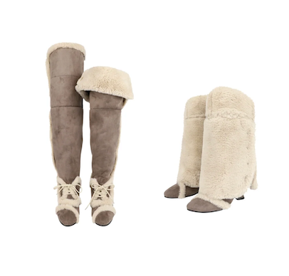 Asym Shearling Wedge Boot / Stone Brown
