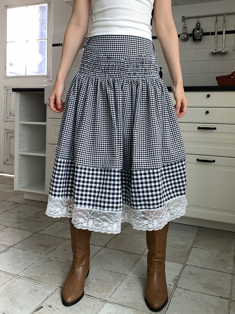 SMOKE BANDING CHECK SKIRT (2C)