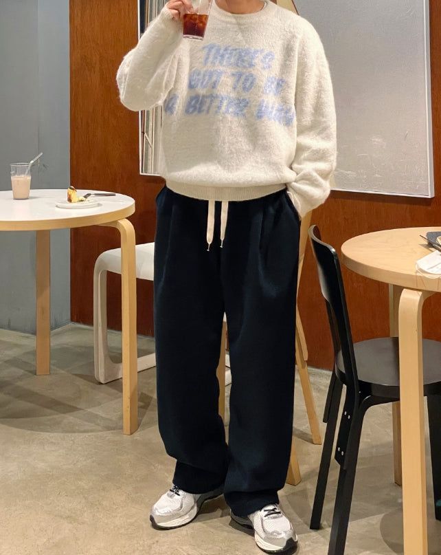 Berry Hairy Lettering Knit