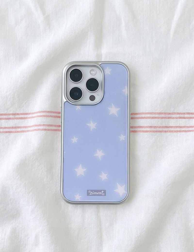 【MADE】Milky Blue Star Silver Bumper Case