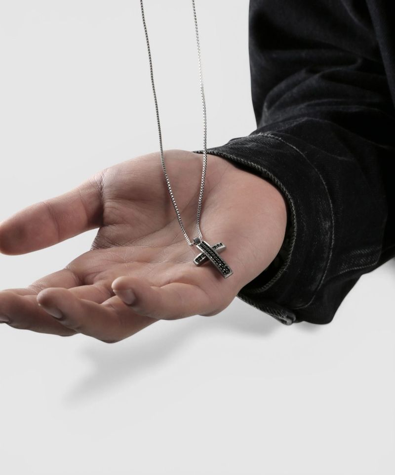 NN-101 Black Line Cross Necklace