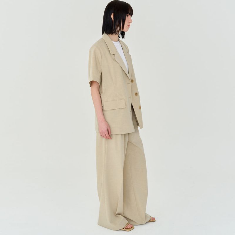 SUMMER WOOL HALF JACKET (BEIGE)
