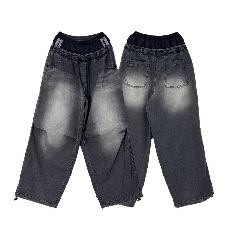 double waist denim pants