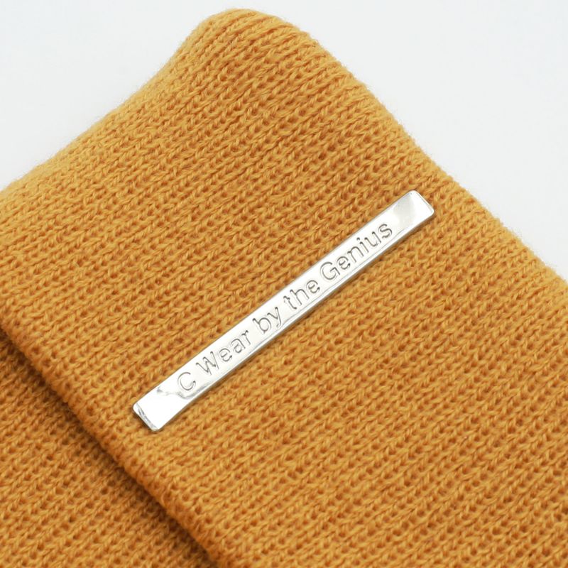 METAL LABEL KNIT BEANIE MUSTARD