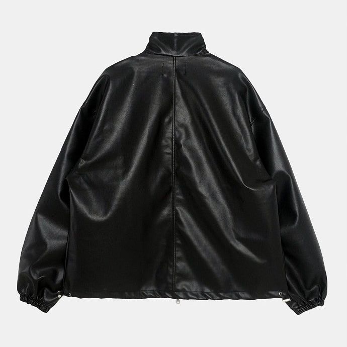 2Way Zip-up Balloon String Leather Jacket