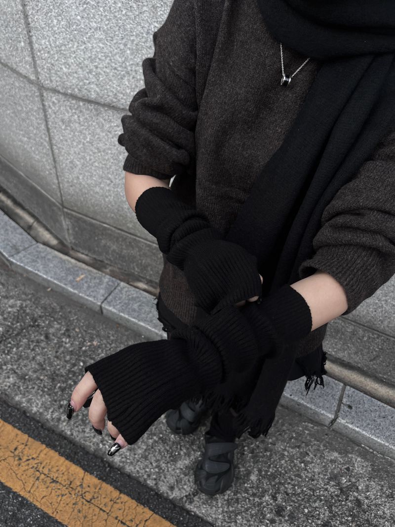basic ribbed hand warmer (2color)