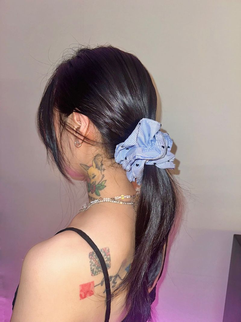 Summer stripe hair scrunchy