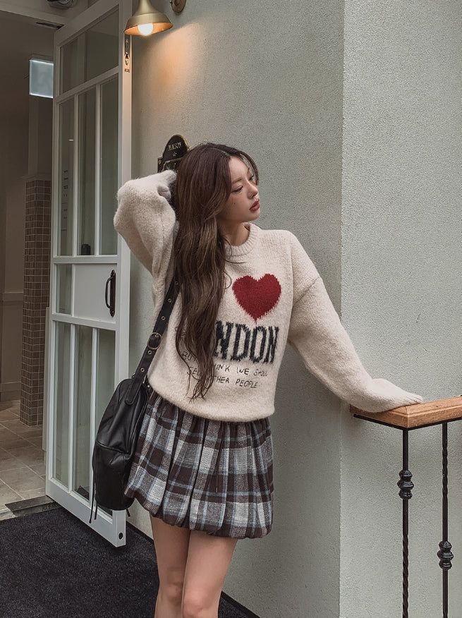 Pilen Check Pumpkin Mini Skirt