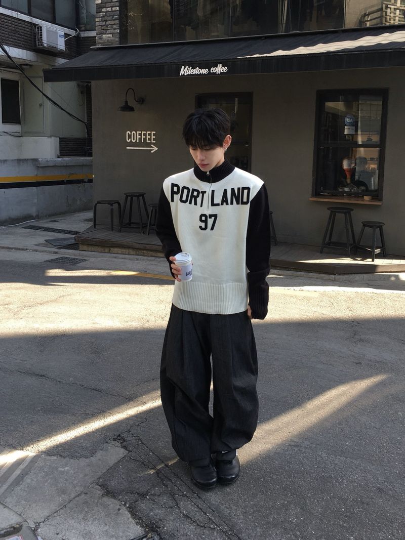 Portland 97 Color Block Knit Zip-Up 2C