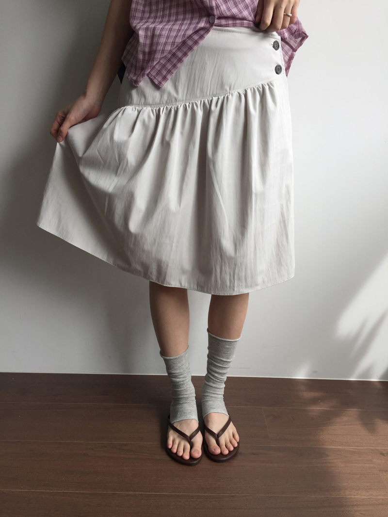 Marine button midi skirt (3color)