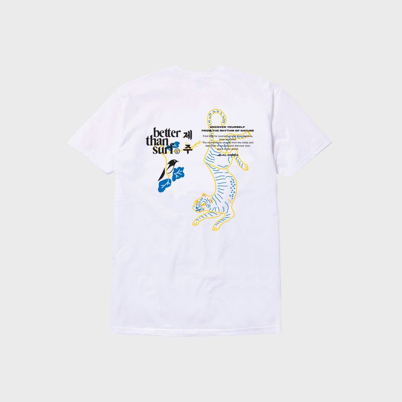 BETTER THAN SURF（べターザンサーフ）の「チェジュブルータイガーロゴTシャツ（トップス）」