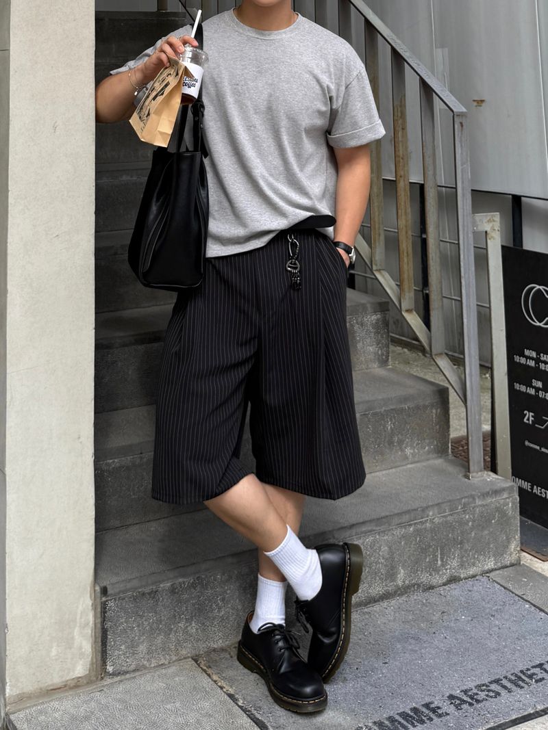 Laurent keyring stripe bermuda pants