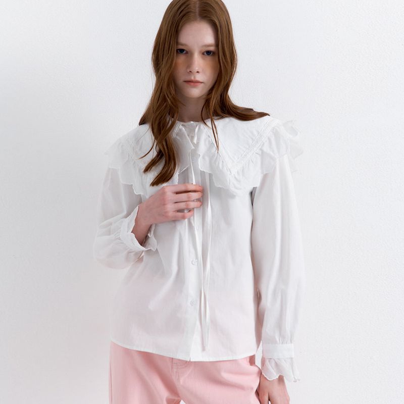 Wide Collar Blouse White