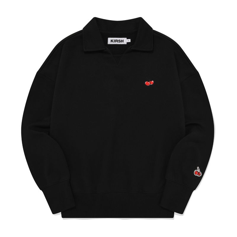 CHERRY OPEN COLLAR SWEATSHIRT [BLACK]