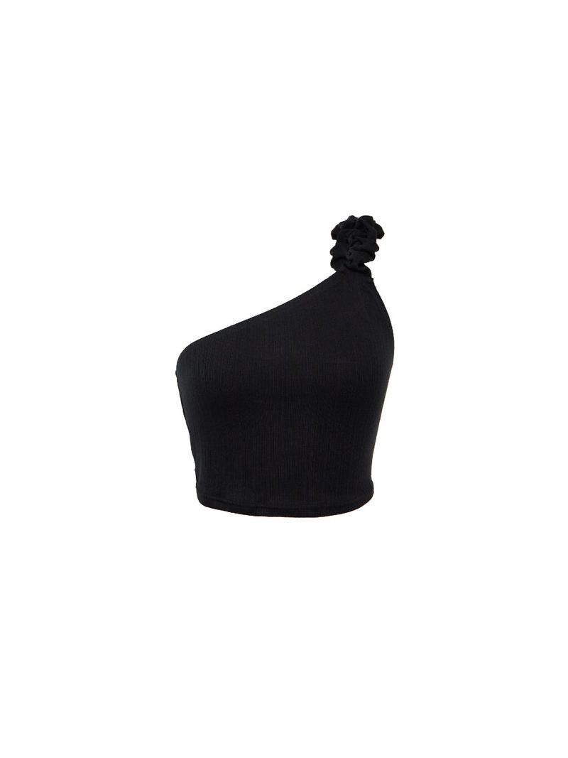 UNBALANCED WRINKLE TOP_BLACK
